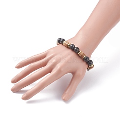 天然ココナッツとラルビカイトのビーズストレッチブレスレット（女性用）  内径：2-3/8インチ（6cm）&nbsp;BJEW-JB07546-02
