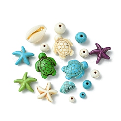 DIY Synthetic Turquoise & Natural Cowrie Shell Beads Jewelry Making Finding Kits&nbsp;DIY-FS0005-98