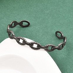316サージカルステンレススチール製オーバルリンクチェーンカフバングル  アンティークシルバー  3/8インチ（0.85cm）  内径：1-7/8x2-1/2インチ（4.8x6.2cm）&nbsp;BJEW-C125-03AS