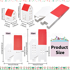 窓付き紙製キャンディ包装箱 44個 2スタイル  家の形  レッド  6.5x6.5x8.5~13.4cm  22個/スタイル&nbsp;CON-BC0007-67