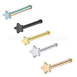 304ステンレススチール製スターノーズボーンリング  ブラック  7mm  ピン：0.8mm  ヘッド：3mm&nbsp;WGFF656-04