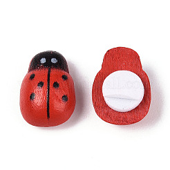 天然のスプレー塗装された粘着カボション  ビートル  レッド  12~12.5x8~8.5x5.5~6mm&nbsp;WOOD-N018-03A-01