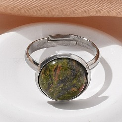 Half Round Natural & Synthetic Gemstone Finger Rings&nbsp;RJEW-M062-01P-23