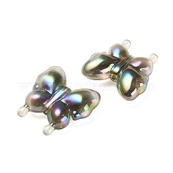 夜光UVメッキレインボー虹色アクリルビーズ  暗闇で光る  蝶  ブラック  30x29x10.5mm  穴：2mm&nbsp;LS-OACR-F006-03B