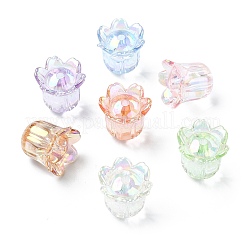 50 個の UV メッキ透明アクリルビーズ  ABカラーメッキ  花  ミックスカラー  15.5x16.5x16.5mm  穴：2mm&nbsp;MACR-CJ0002-23