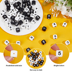 80Pcs 20 Styles Cube with Number Silicone Beads&nbsp;SIL-PA0001-22