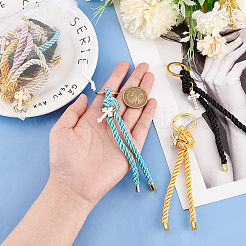 Polyester Cord First Communion Christening Keychain with Alloy Enamel Cross for Baptism Favors Gift&nbsp;KEYC-AB00031