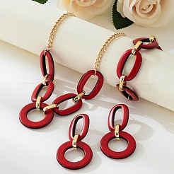 Acrylic Oval Link Chain Pendant Necklace & Stud Dangle Earring Sets&nbsp;FS-WGBB07C-01