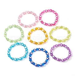 8Pcs 8mm Faceted Round & Heart Acrylic Beaded Stretch Bracelet Sets&nbsp;BJEW-JB10240-02