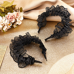 Cloth Wrinkle Lace Hair Bands for Women Girl&nbsp;OHAR-WH0029-11B