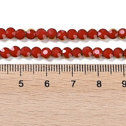 電気メッキガラスビーズセット  多面カット  フラットラウンド  クリムゾン  4x4.5x3.5mm  穴：0.8mm  約74個/連  11.73''（29.8センチメートル）&nbsp;EGLA-Q128-03A