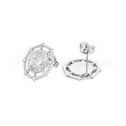 304ステンレススチールスタッドピアス金具  エナメルのイヤリング設定  耳ナッツ  舵  ステンレス鋼色  17x17mm  ピン：0.7mm  トレイ：5mm&nbsp;X-STAS-N097-247P
