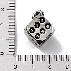 合金のチベット風チャーム  スカルチャーム  サイコロ  27.5x18x19mm  穴：4mm&nbsp;TIBE-L012-040AS-09