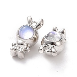 樹脂チャーム  白金トーン合金パーツ  ウサギのチャーム  ラベンダー  25x12x13.7mm  穴：2mm&nbsp;FIND-H041-16P-A