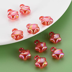 透明クラックルアクリルパーツ  ABカラー  スター  クリムゾン  18x14x8.5mm  穴：3.5mm  約255個/250g&nbsp;LS-MACR-S373-63-L03
