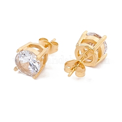 6 Pairs Cubic Zirconia Flat Round Stud Earrings&nbsp;EJEW-G291-05D-M