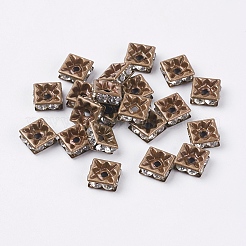Brass Rhinestone Spacer Beads&nbsp;RB-A013-8x8-01AB-NF
