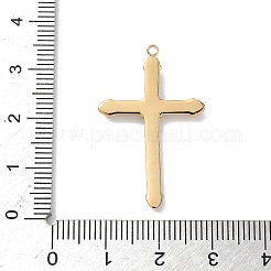304ステンレスペンダント  クロス  ラインストーン付き  イオンプレーティング（ip）  18KGP本金メッキ  32.5x20.5x3mm  穴：1.5mm&nbsp;STAS-H483-35B-G