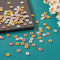 300Pcs 3 Colors Alloy Daisy Spacer Beads&nbsp;PALLOY-CD0001-11