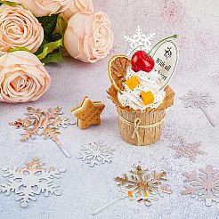 8セット2スタイルのアクリルミラーケーキトッパー  ケーキインサート装飾  クリスマステーマ  スノーフレーク  銀  43~111.5x37.5~69x1mm  4セット/スタイル&nbsp;DIY-FH0004-90B