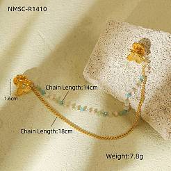304 Stainless Steel Pave Clear Cubic Zirconia & Dyed Colorful Stone Butterfly Hanging Chain Brooch&nbsp;JEWB-S021-07G