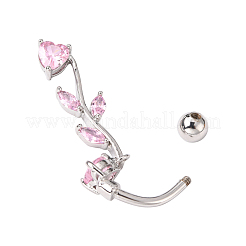 Branch Brass Cubic Zirconia Navel Rings&nbsp;AJEW-EE0001-03B