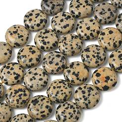 天然石ダルメシアンジャスパービーズ連売り  フラットラウンド  15~15.5x6mm  穴：0.8~1mm  約26個/連  15.55~15.71インチ（39.5~39.9cm）&nbsp;G-L648-B19-15mm
