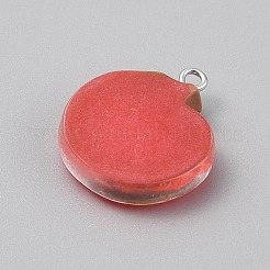 不透明樹脂ペンダント  模造果物  プラチナ亜鉛合金ループとプラスチック  りんご  レッド  24~25x21.5~22x6mm  穴：1.8mm&nbsp;LS-RESI-CJC0029-001B-02