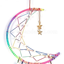 Rainbow Color Moon Feather Tassel Pendant Decorations&nbsp;PW-WG92679-01