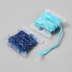 ポリエステルフリンジトリムリボン  衣服のカーテンの装飾用  ライトスカイブルー  0.5~7mm  6スタイル  2m /スタイル  12メートル/セット&nbsp;OCOR-TAC0023-06B