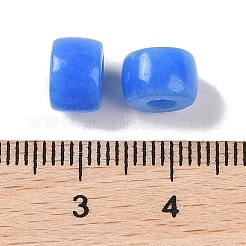 染め天然な白翡翠ビーズ  フラットラウンド  ドジャーブルー  8x6mm  穴：3mm&nbsp;G-G003-A06-11