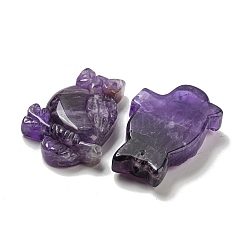天然石アメジストペンダント  フクロウのチャーム  44~46x29~31x7.5~10mm  穴：1.4mm&nbsp;G-M417-08C
