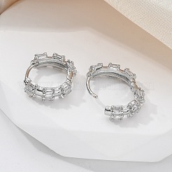 真鍮ガラスフープピアス  リング  プラチナ  16.5x16.5x4.5mm&nbsp;EJEW-Q014-23P