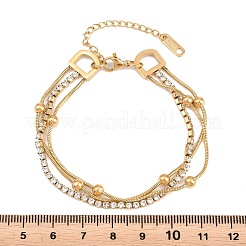 304 Stainless Steel Satellite Chain & Rhinestone Cup Chain Mulit-Strand Bracelets for Women&nbsp;BJEW-B171-03G