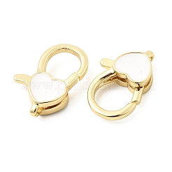 Heart Brass Enamel Lobster Claw Clasps&nbsp;KK-Z147-02G-02A