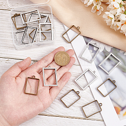 ラックメッキ合金フォトロケットペンダント  長方形  ミックスカラー  33.5~37x21~23.5~24x3.5~4mm  穴：28.5~29x18.5~19mm  2色  10個/カラー  20個/箱&nbsp;PALLOY-OC0001-59