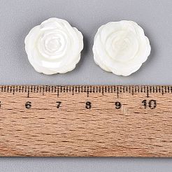 天然のトロカス貝の彫刻ビーズ  花  フローラルホワイト  19~20x19~20x4mm  穴：0.7~0.8mm&nbsp;SHEL-Q028-11