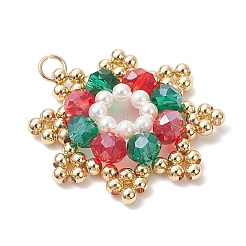 Christmas Brass Glass Bead Pendants&nbsp;PALLOY-TA00339