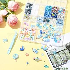 ABSプラスチック製模造真珠、ポリマー粘土、アクリル、樹脂製カボションパーツキット  PPプラスチックピンセットを含む  ミックスカラー  3~34.5x3~27x0.3~11mm&nbsp;DIY-FS0009-76