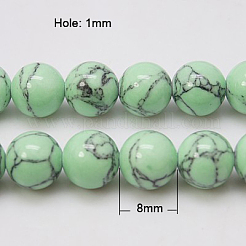 合成ターコイズビーズ連売り  染め  ラウンド  淡緑色  8mm  穴：1mm  約50個/連  15.7インチ&nbsp;TURQ-H038-8mm-XXS19