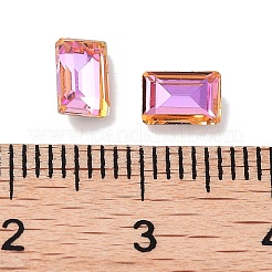 ガラスラインストーンカボション  ポイントバック＆バックメッキ  多面カット  長方形  フクシア  6x4x2.5mm&nbsp;RGLA-G020-01B-D502