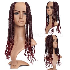ツイストした情熱がかぎ針編みの髪をねじる  プレループかぎ針編みの編組合成編組ヘアエクステンション  低温耐熱繊維  長い＆縮毛  ブルゴーニュ  18インチ（45.7cm）&nbsp;LS-OHAR-G005-17C