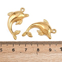 304ステンレスペンダント  イオンプレーティング（ip）  18KGP本金メッキ  イルカ  29x17.5x4.5mm  穴：1.6mm&nbsp;STAS-A132-06K-G