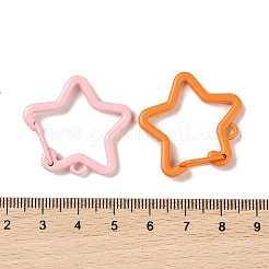 キーチェーン用のスプレー塗装された合金製キースナップフック留め具  スター  ミックスカラー  28x30.5x3mm  穴：3mm&nbsp;FIND-L016-02