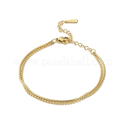 304ステンレススチールマルチ連ブレスレット  女性用スネーク＆ボールチェーンブレスレット  ゴールドカラー  6-1/2インチ（16.5cm）&nbsp;BJEW-C110-02G