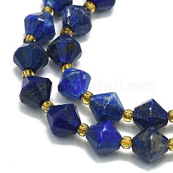 天然石ラピスラズリビーズ連売り  多面カット  菱形  8~8.5x8~8.5mm  穴：1mm  約37個/連  15.35''（39センチメートル）&nbsp;G-I376-B15-01