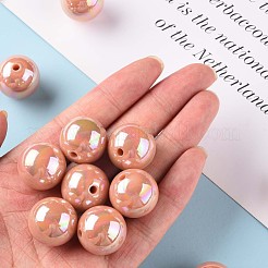 不透明なアクリルビーズ  ABカラーメッキ  ラウンド  ダークサーモン  20x19mm  穴：2~3mm  約111個/500g&nbsp;MACR-S370-D20mm-35