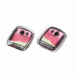 先生の日のエポキシ樹脂ペンダント  教科書  ピンク  22x19x2mm  穴：0.8mm&nbsp;RESI-S379-016