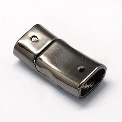 端が接着された合金製マグネットクラスプ  長方形  ガンメタ色  26x12.5x7mm  半分穴：5x10mm&nbsp;PALLOY-R089-06B