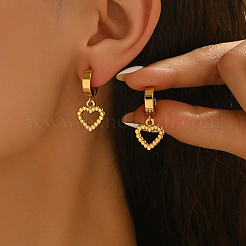 Elegant Stainless Steel Hollow Heart Hoop Earrings&nbsp;HL4677